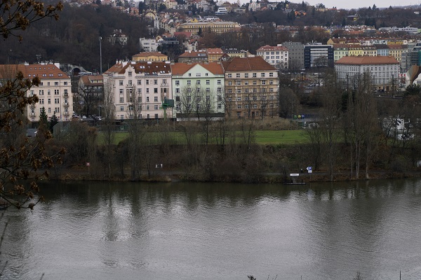 Looking at building across a river